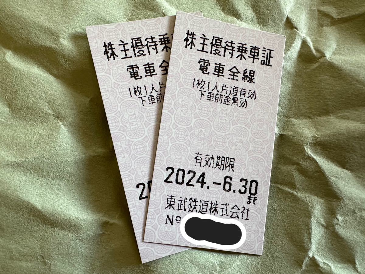 送料無料　東武鉄道 株主優待乗車証 12枚 （10枚＋2枚）期限 2024年6月30日 _画像2