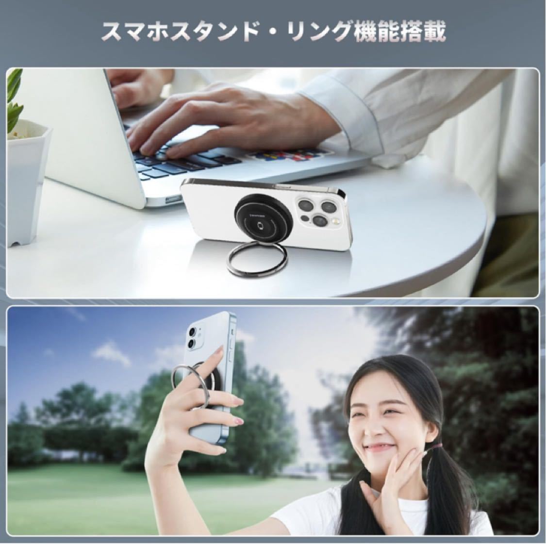 ワイヤレス充電器 3in1 iphone アップルウォッチ 両面同時充電 iphone apple watch 充電スタンド おくだけ急速充電 マグネット式_画像3