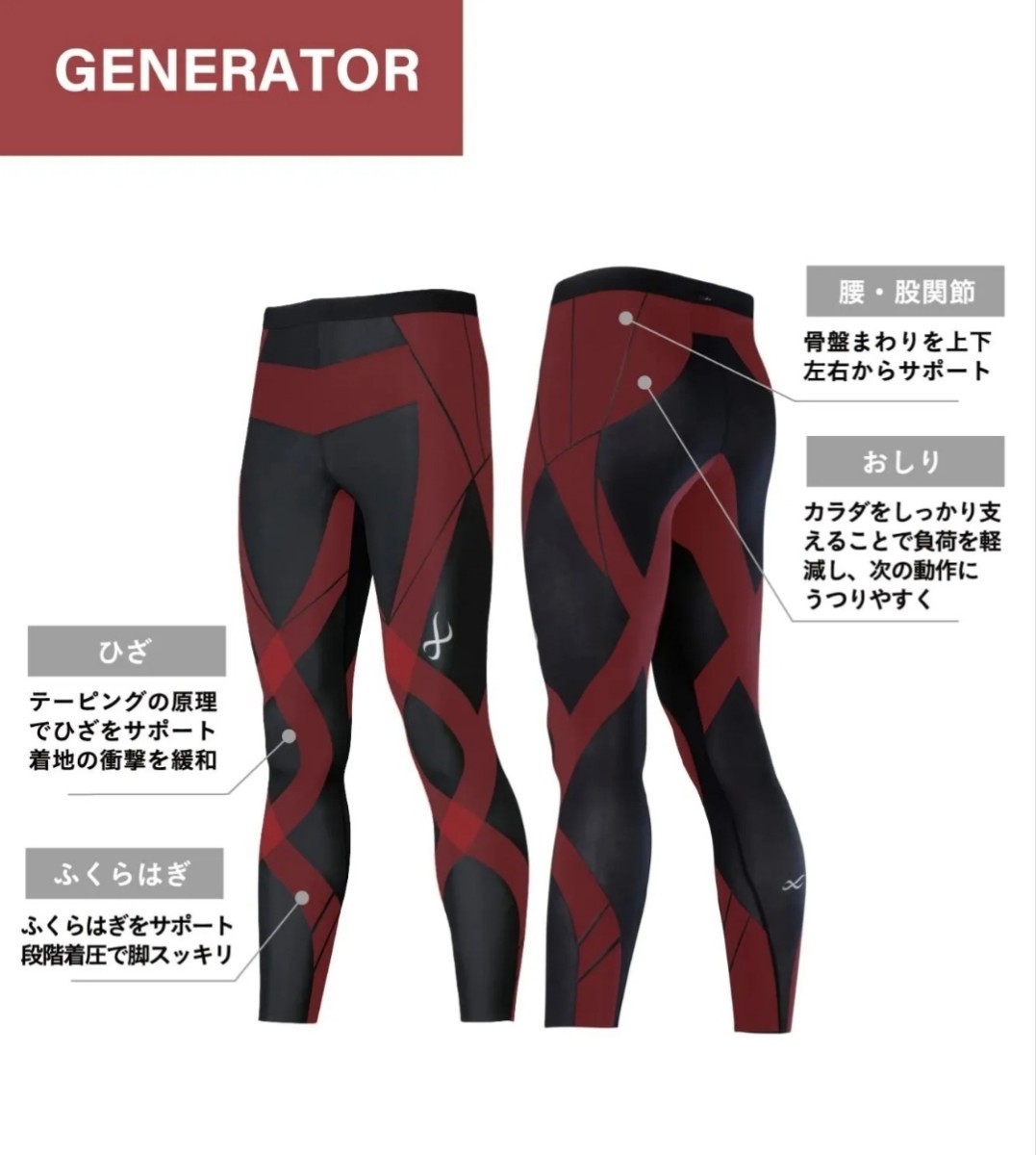 新品未使用！　ワコール　CW-X　HZY399 レディースＭ GENERATOR　ジェネレーター　スポーツタイツ　女性用　ロング マラソン　登山 タイツ_画像2