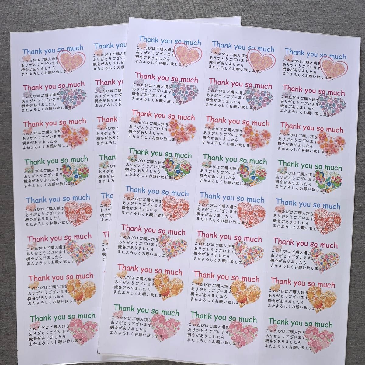 ○角型48枚ハートのお花サンキューシール