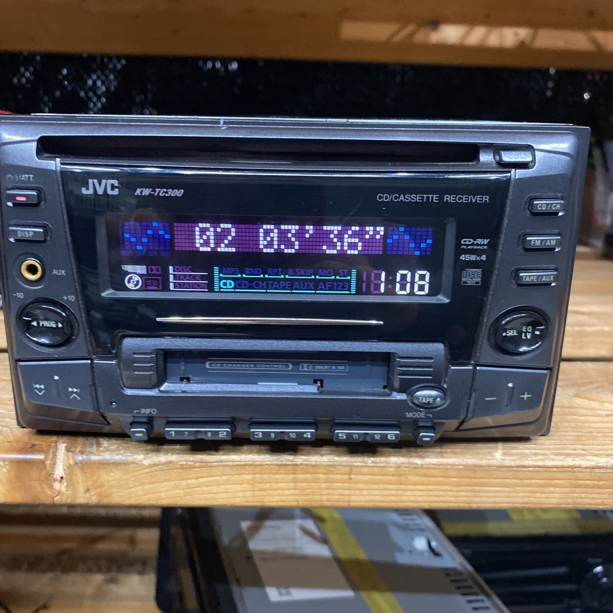 JVC CD/CASSETTE RECEIVER KW-TC300 AUX付き_画像1