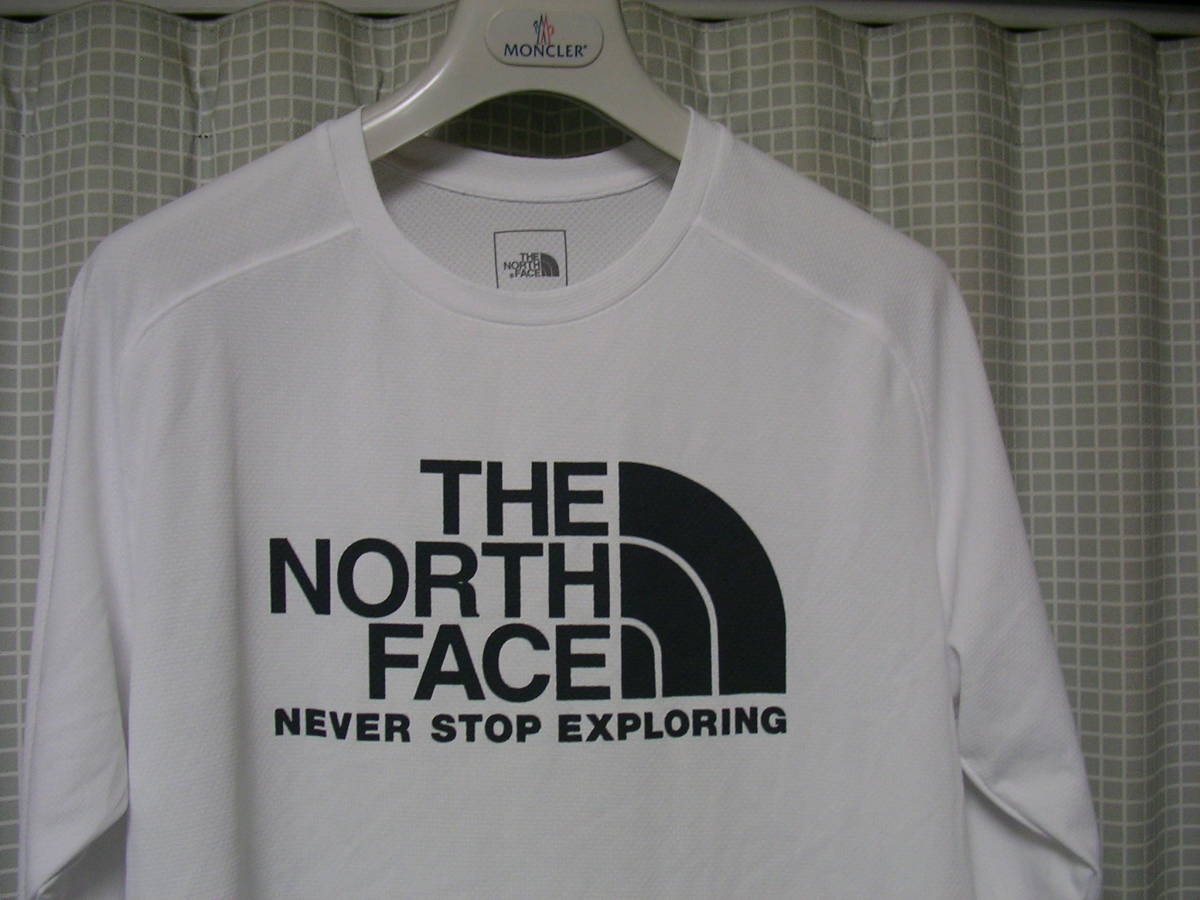 良品！ノースフェイス THE NORTH FACE ロングスリーブ GTD ロゴ クルー Lサイズ 白 メンズ L/S GTD Logo Crew NT12093 吸汗速乾の画像3