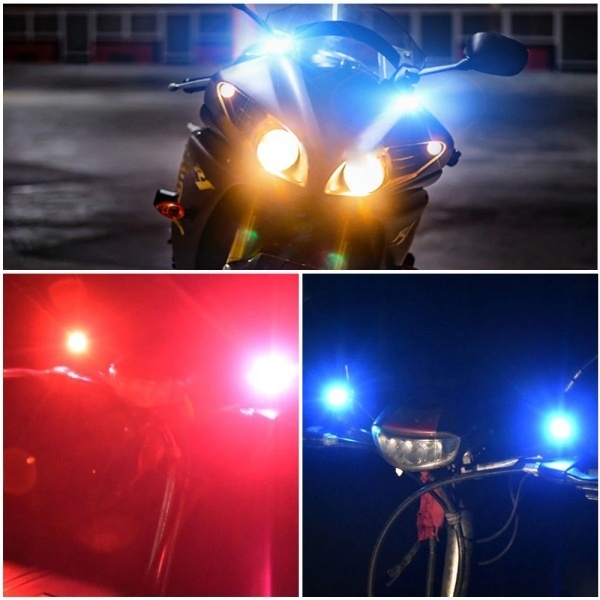 12V LED strobo head light 2 lamp set flash blinking foglamp backing lamp red warning light winker bike scooter motor-bike all-purpose 