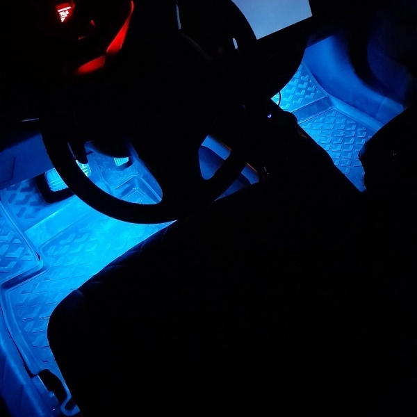 12V 24V フロアライト 9LED 2本セット USB給電 フットランプ アイスブルー 車内 間接照明 装飾 LEDテープ イルミ トラック ダンプ 汎用の画像9