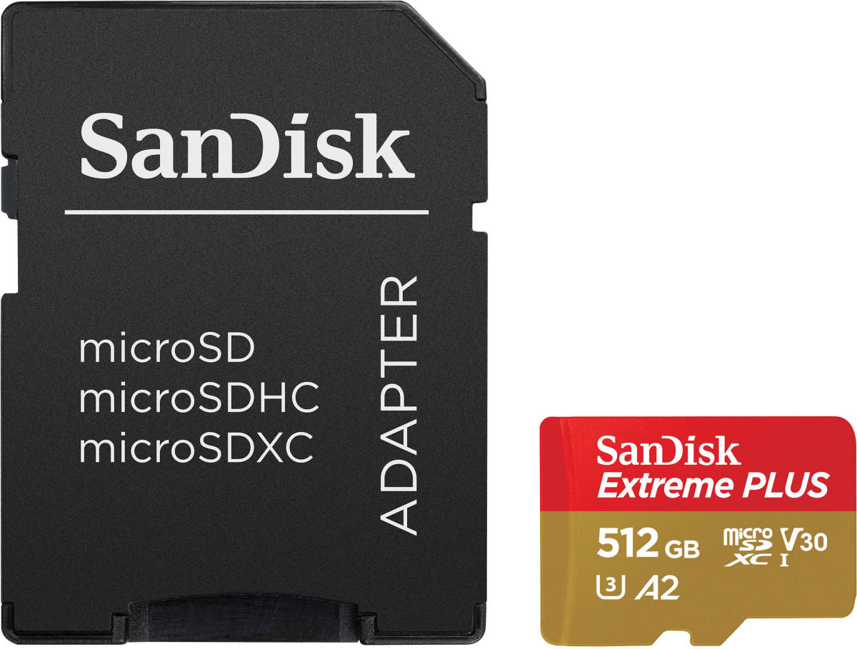 未使用品　Sandisk Extreme PLUS 512GB microSDXC　マイクロSD　付属品：アダプター サンディスク エクストリームプラス_画像2