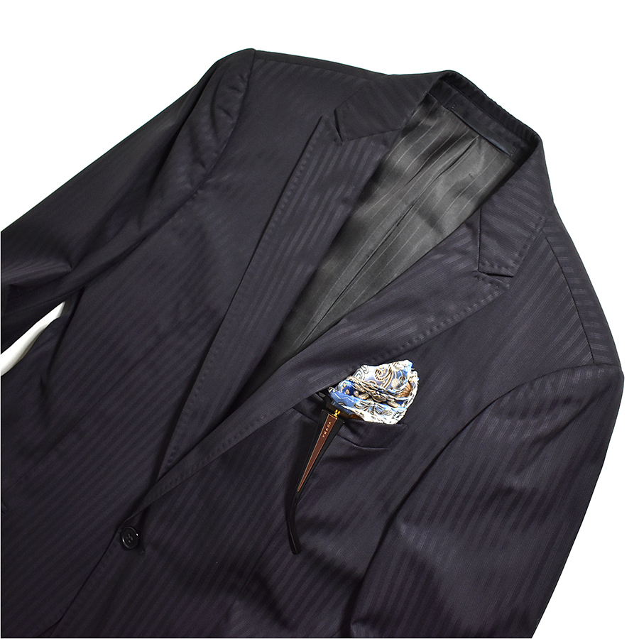 [定価8万] ARMANI アルマーニ コレツィオーニ 1つボタン ドレスジャケット 44 メンズS-M ブレザー シャドーストライプ 黒 ブラック_画像8