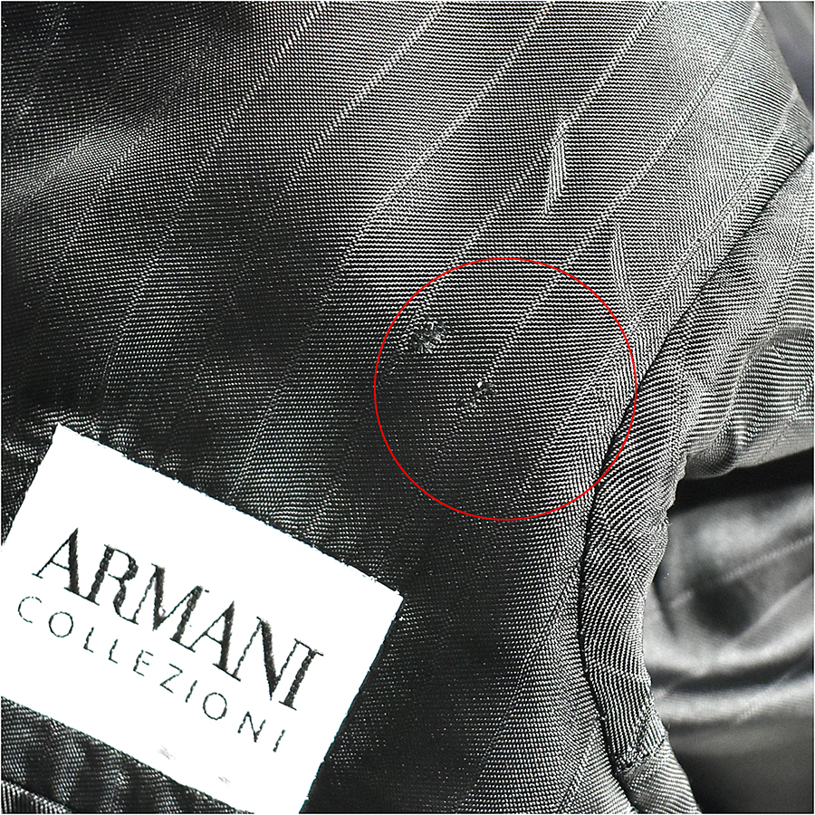 [定価8万] ARMANI アルマーニ コレツィオーニ 1つボタン ドレスジャケット 44 メンズS-M ブレザー シャドーストライプ 黒 ブラック_画像7