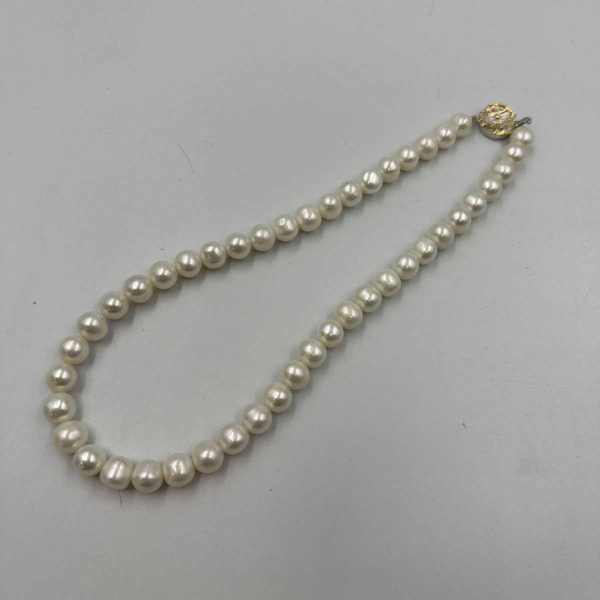 M013-523　ネックレス　淡水真珠　ホワイト　SILVER　小物　レディース　アクセサリー　約9.9㎜珠　重量：約55.05g _画像3