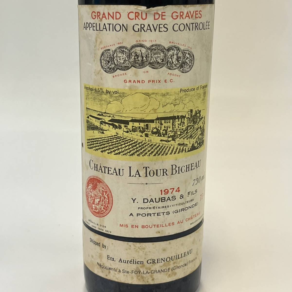 E6568(022)-620/TY3000　酒　ワイン　CHATEAU LA TOUR BICHEAU 1974　GRAND CRU DE GRAVES　11.5％　730ml_画像5