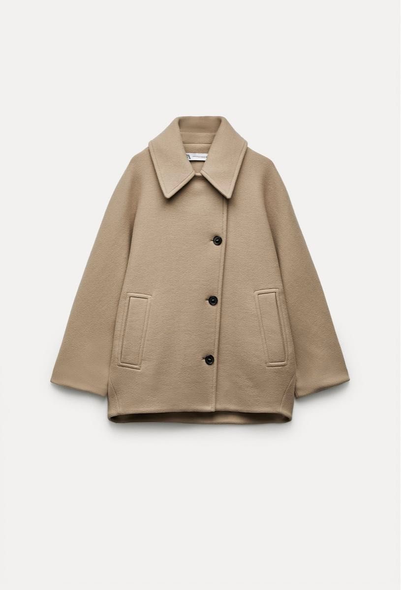 ZARA オーバーサイズショートウールブレンドコート 新品未使用 ZARA オーバーサイズショートウールブレンドコート 新品未使用