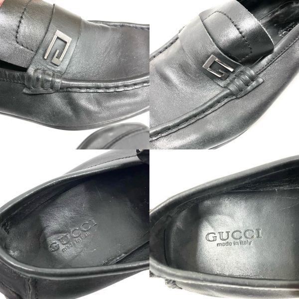 H001-W11-324 GUCCI グッチ ローファー シューズ 靴 革靴 ブラック 黒 メンズ 男性 サイズ不明 内側約26cm ①_画像9