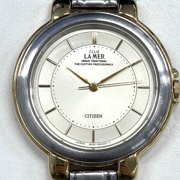 I021-A86-725 ◎ CITIZEN シチズン CLUB LA MER 4631-E66165 メンズ 男性 腕時計 クオーツ 3針 ゴールド文字盤 コンビカラー①_画像1