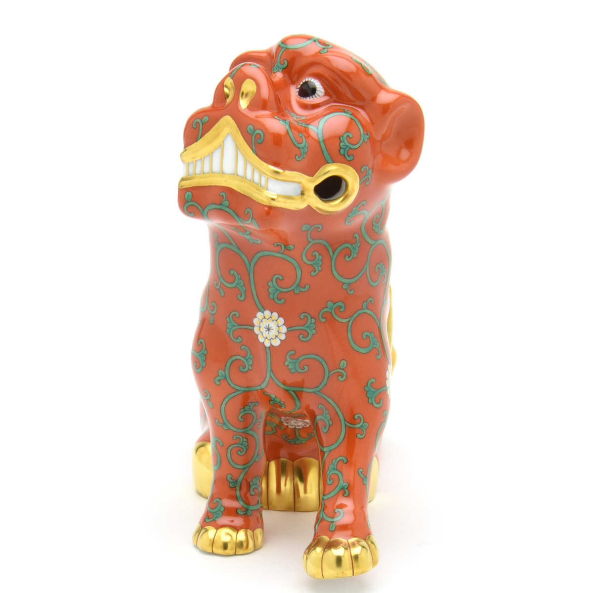 ヘレンド(Herend) 狛犬(ペア) 西安の赤 こまいぬ 手描き 磁器製 フィギュリン 置物 飾り物 ハンガリー製 新品_画像9