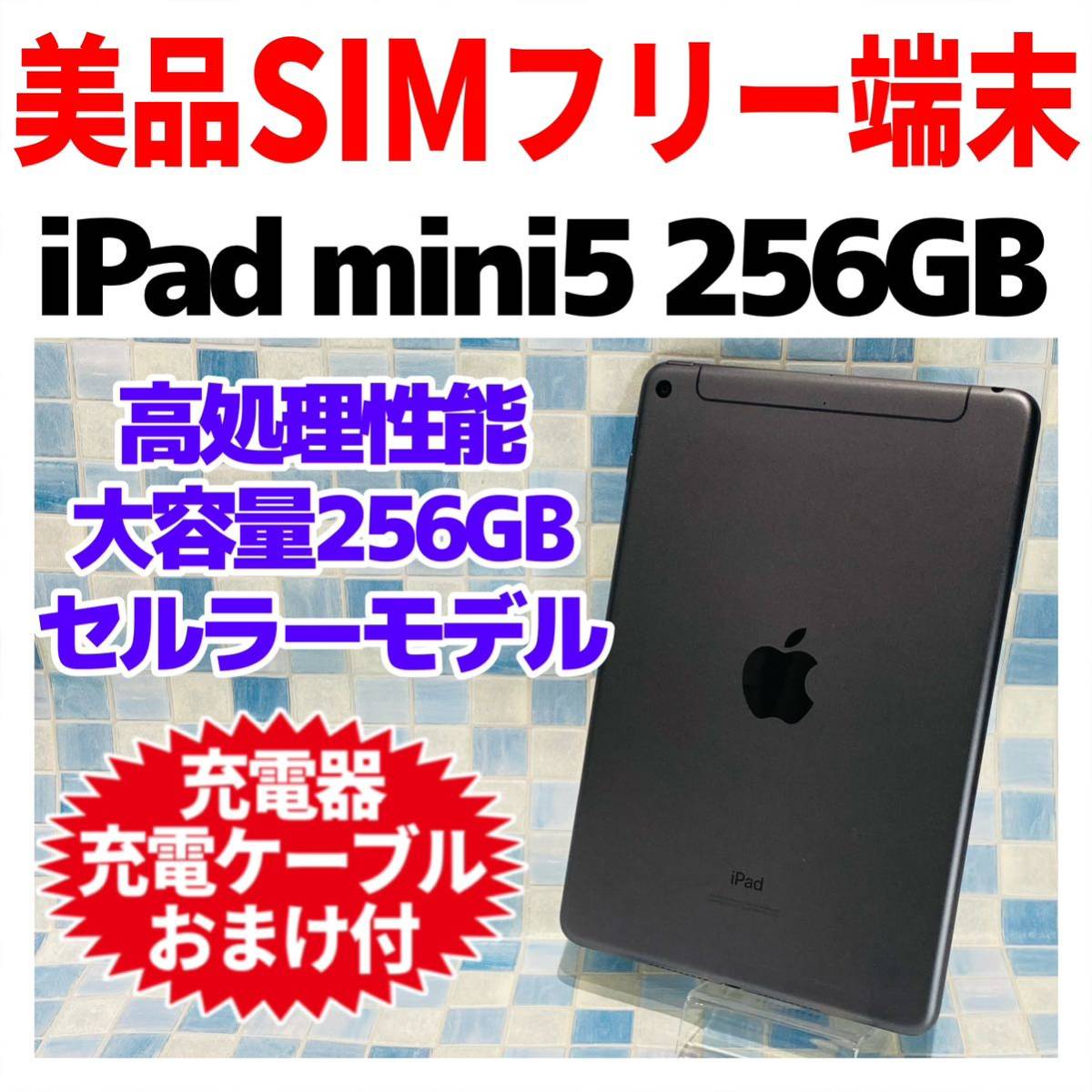 美品 SIMフリー iPad mini5 本体 256GB WiFi+Cellular スペースグレイ 電池良好_画像3