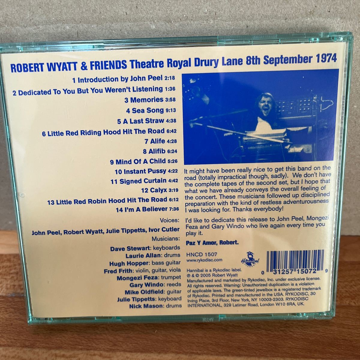 Theatre Royal Drury Lane ８th September １９７４/Robert Wyatt ＆Friends 輸入盤_画像3