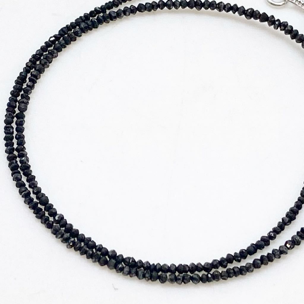 K18WG!!［天然ブラックダイアモンドネックレス2.8g］F 35cm 18金 black diamond necklace ジュエリー jewelry EB0/EB0_画像1