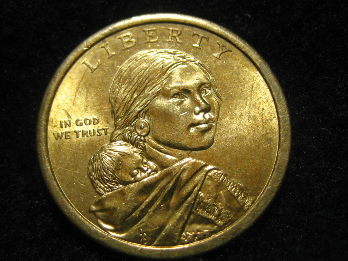 アメリカ合衆国　2009年　ネイティブ アメリカン 1ドル　コイン 農業 　サカガウィア　記念硬貨　ゴールド　＄1 米国　アメリカ合衆国_画像2
