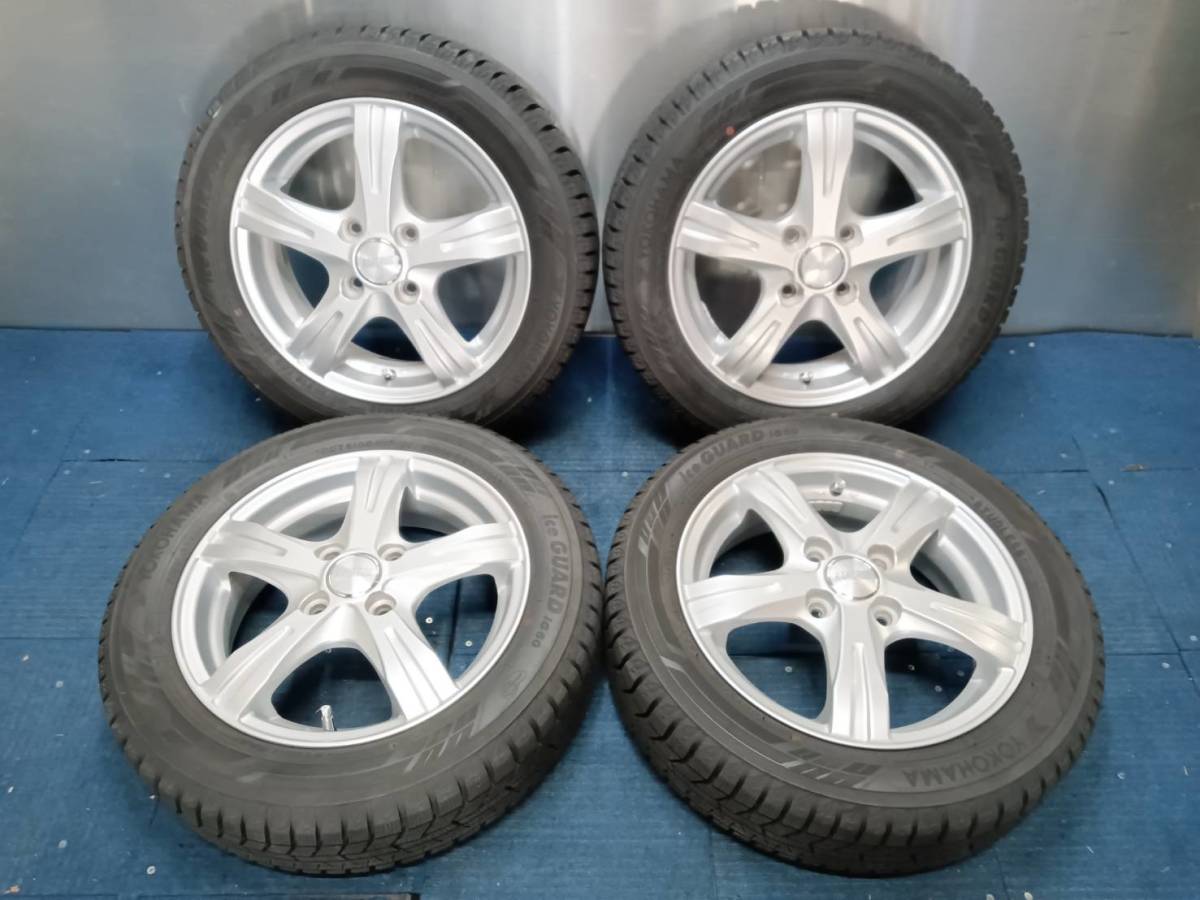 ★9-9.5分山★20年製★ ヨコハマiceGUARD iG60 165/60R14　社外ホイール 14×4.5J +45 4H-100 4本セット スタッドレス　A1429_画像1