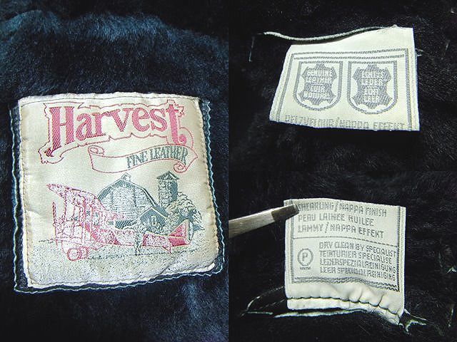 美品:Harvest Fine Leather.リアルムートン レザー ジャケット 黒 F(L-XL/ショールカラー/1釦/カーコート/上質.肉厚.羊毛革/幅63丈82/calee_画像6