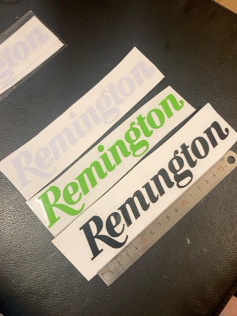 緑】Remington デカール/カッティングステッカー : 約4x18cm レミントン 狩猟 射撃 シューティング ハンティング 散弾銃 ショットガンの画像1