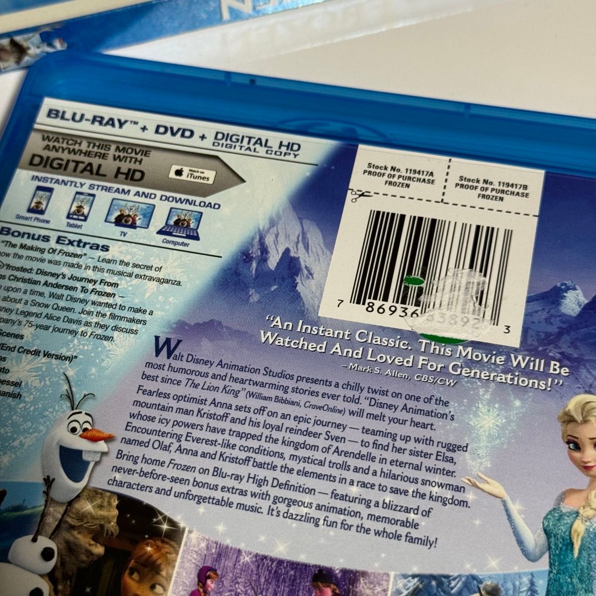 アメリカ版 北米版 アナと雪の女王 Frozen ブルーレイ+DVD ディズニー