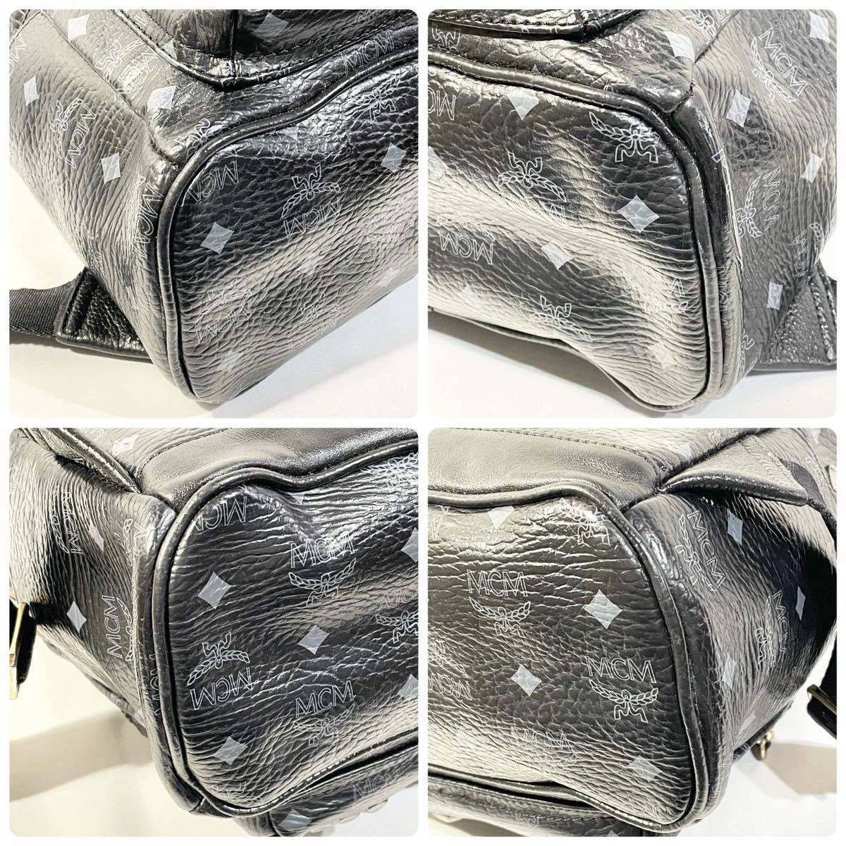 美品】 正規品 MCM エムシーエム リュック スタッズ 黒 ブラック 美品】 正規品 MCM エムシーエム リュック スタッズ 黒 ブラック