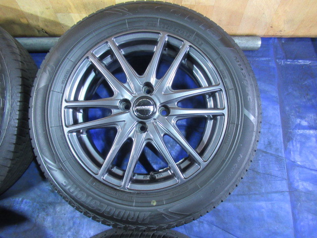 激安即決！WAREN 15-5.5J 4H/100 ET43 + BRIDGESTONE 185/65R15 中古4本 ｂB デミオ ティーダ カローラ ウィングロード T007939_画像4