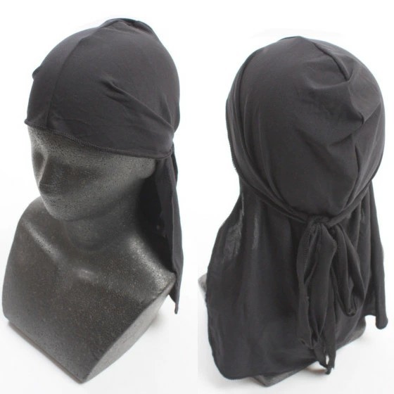 3枚セット スパン ドゥーラグ 黒 DU-RAG【ブラック】ドゥラグ スパンデックス SPANDEX DURAG 伸縮 素材 バンダナ ビーニー ツルツル 