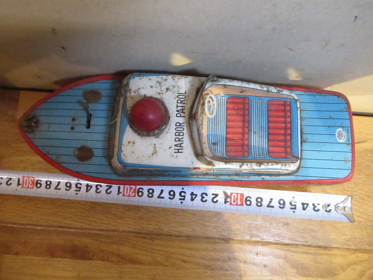  Showa Retro tin plate. toy tin plate made boat Masudaya made TM Mark [harbor patrol]