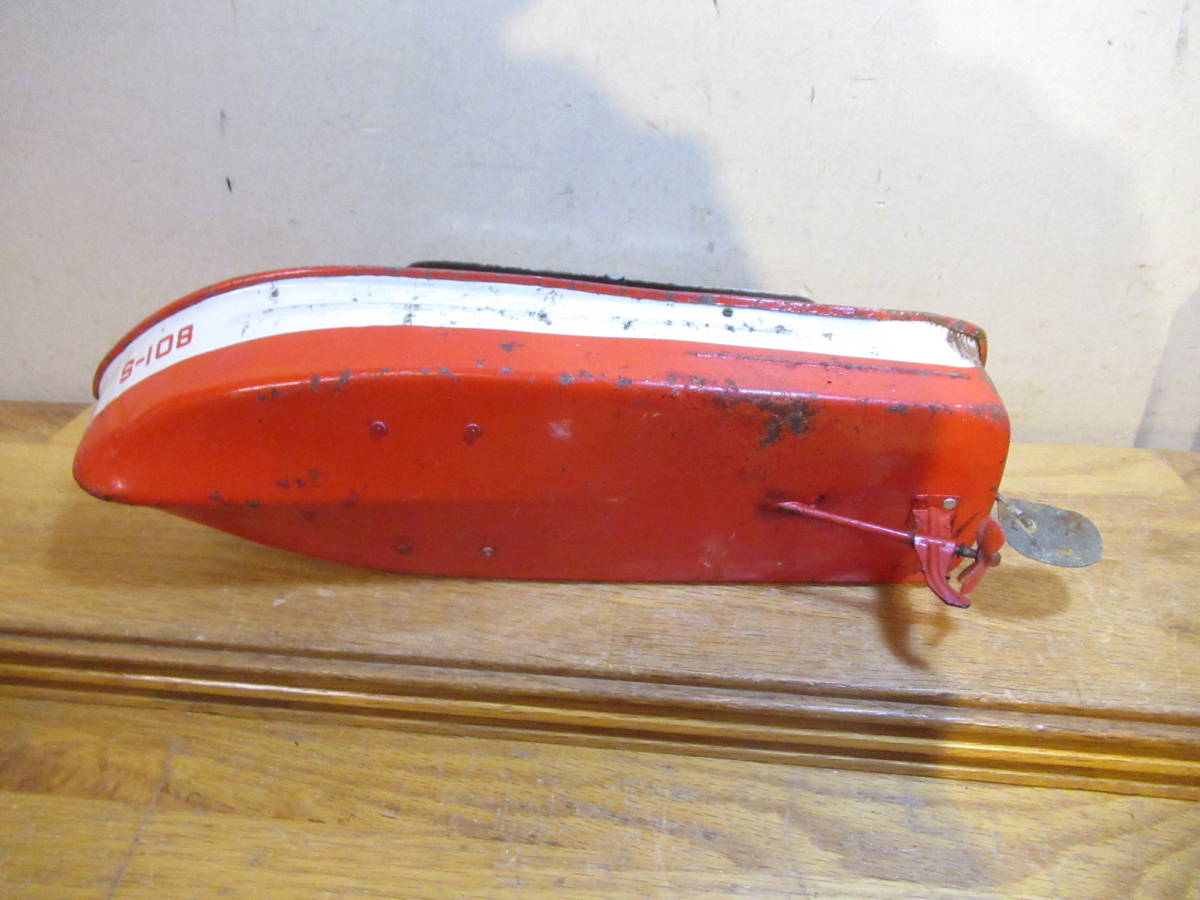  Showa Retro tin plate. toy tin plate made boat Masudaya made TM Mark [harbor patrol]