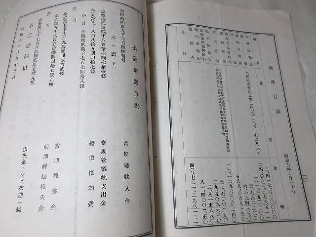 昭和6年　第六十七回　東洋汽船株式会社　営業報告書・損害計算書他_画像5