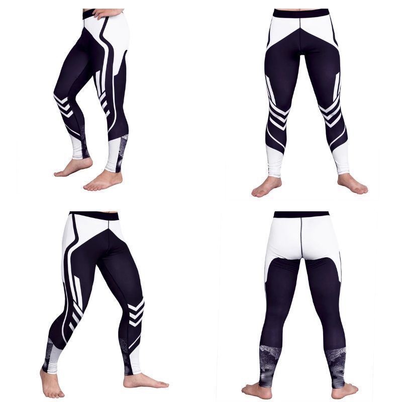 [color 06] men's running tights black × white speed .. Jim tights training wear long leggings XL size 