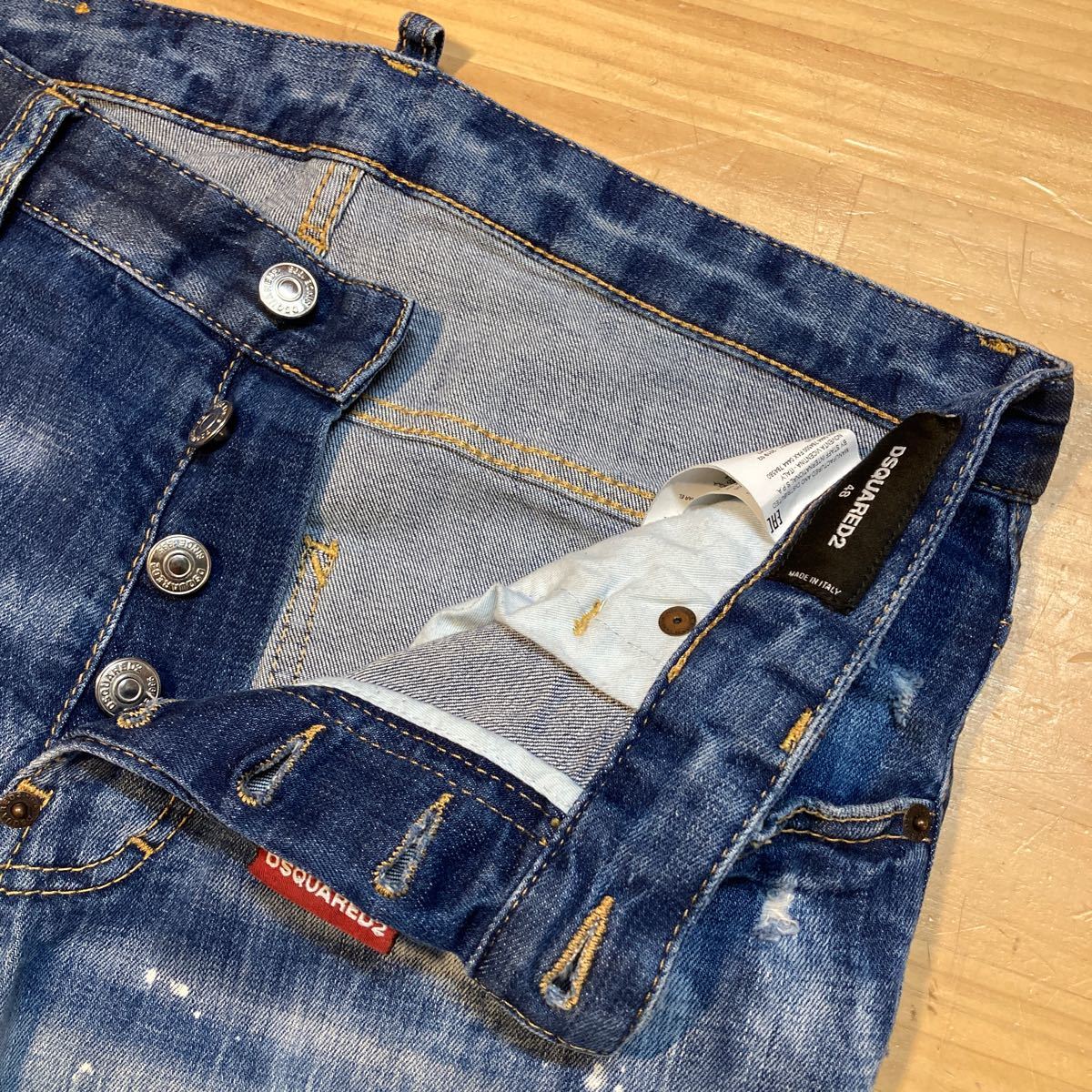 Y送料無料△927【DSQUARED 2】19AW イタリア製 S71LB0638 Skater Jean ダメージリペア加工 ストレッチ デニム パンツ SIZE 48_画像4