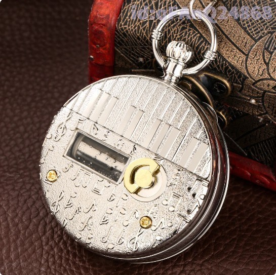 Au2187: new goods! antique pocket watch music box chain Vintage stylish simple pocket quartz gift music men's woman 