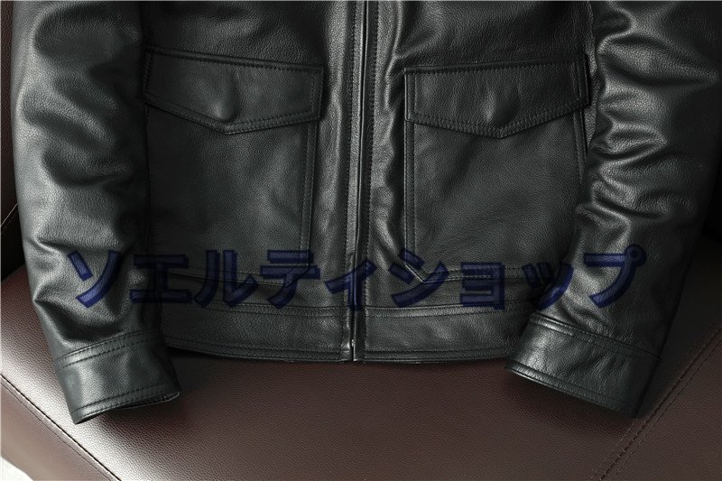 超人気★上品　 レザージャケット 本革 牛革　M65 高級　バイク　ライダースジャケット 　革ジャン Ｓ～5XL　秋冬　黒_画像9