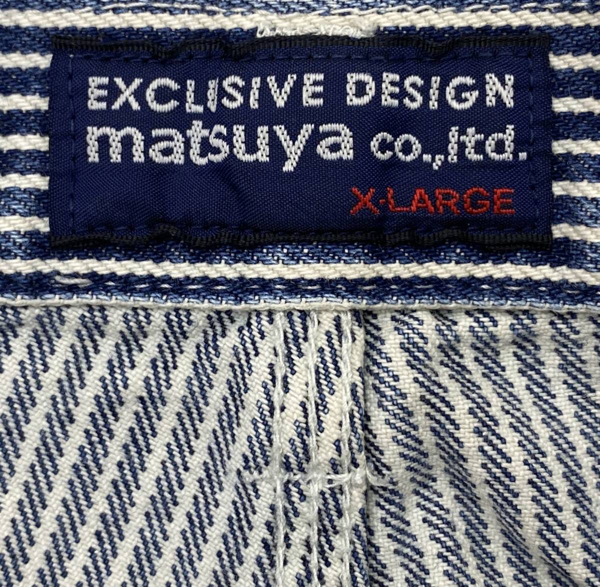 *SIZE XL* MATSUYAma gloss JM-025wobashu Hickory stripe double knee patchwork pe Inter Denim pants jeans 