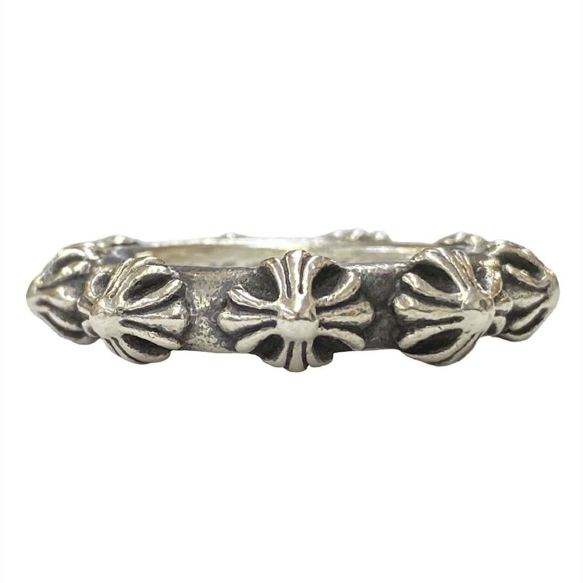 ★正規品★ CHROME HEARTS クロムハーツ シルバー 925 CROSS BAND RING SBT スクロール CH プラス クロス バンド リング 指輪 20号_画像4