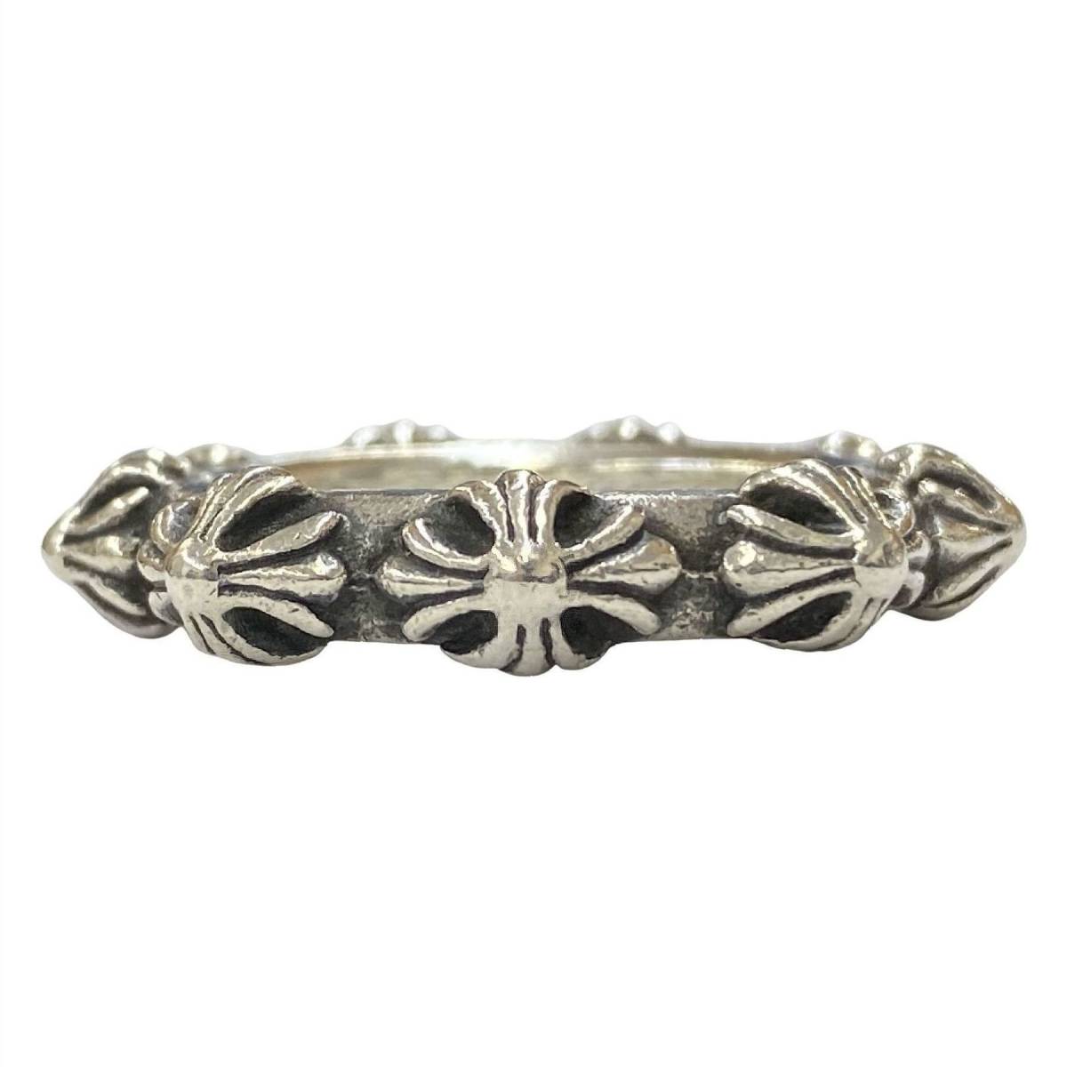 ★正規品★ CHROME HEARTS クロムハーツ シルバー 925 CROSS BAND RING SBT スクロール CH プラス クロス バンド リング 指輪 20号_画像5