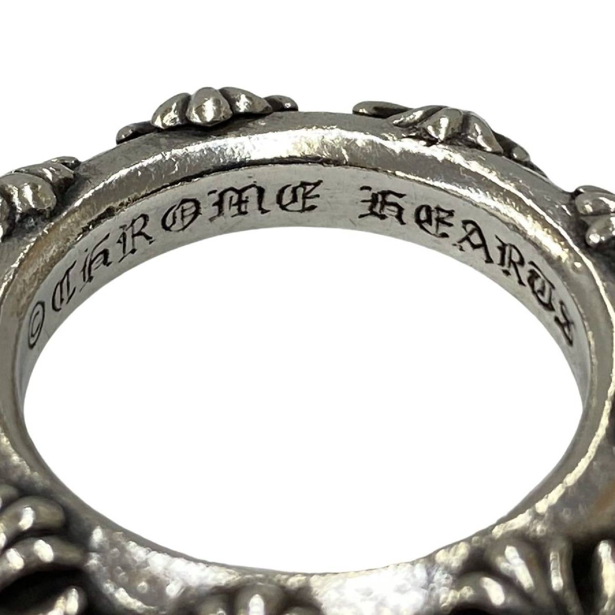 ★正規品★ CHROME HEARTS クロムハーツ シルバー 925 CROSS BAND RING SBT スクロール CH プラス クロス バンド リング 指輪 20号_画像7