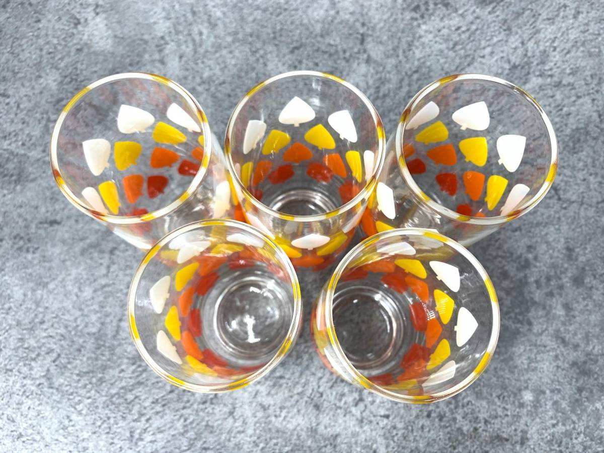 【 昭和レトロ グラス 5個 】レトロ レトロポップ アンティーク ガラス コップ_画像3
