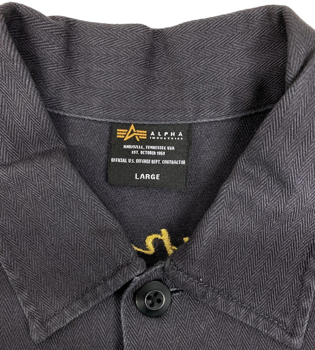 ALPHA INDUSTRIES (アルファインダストリーズ) ワークシャツ 刺繍シャツ 長袖 L グレー メンズ/025_画像8