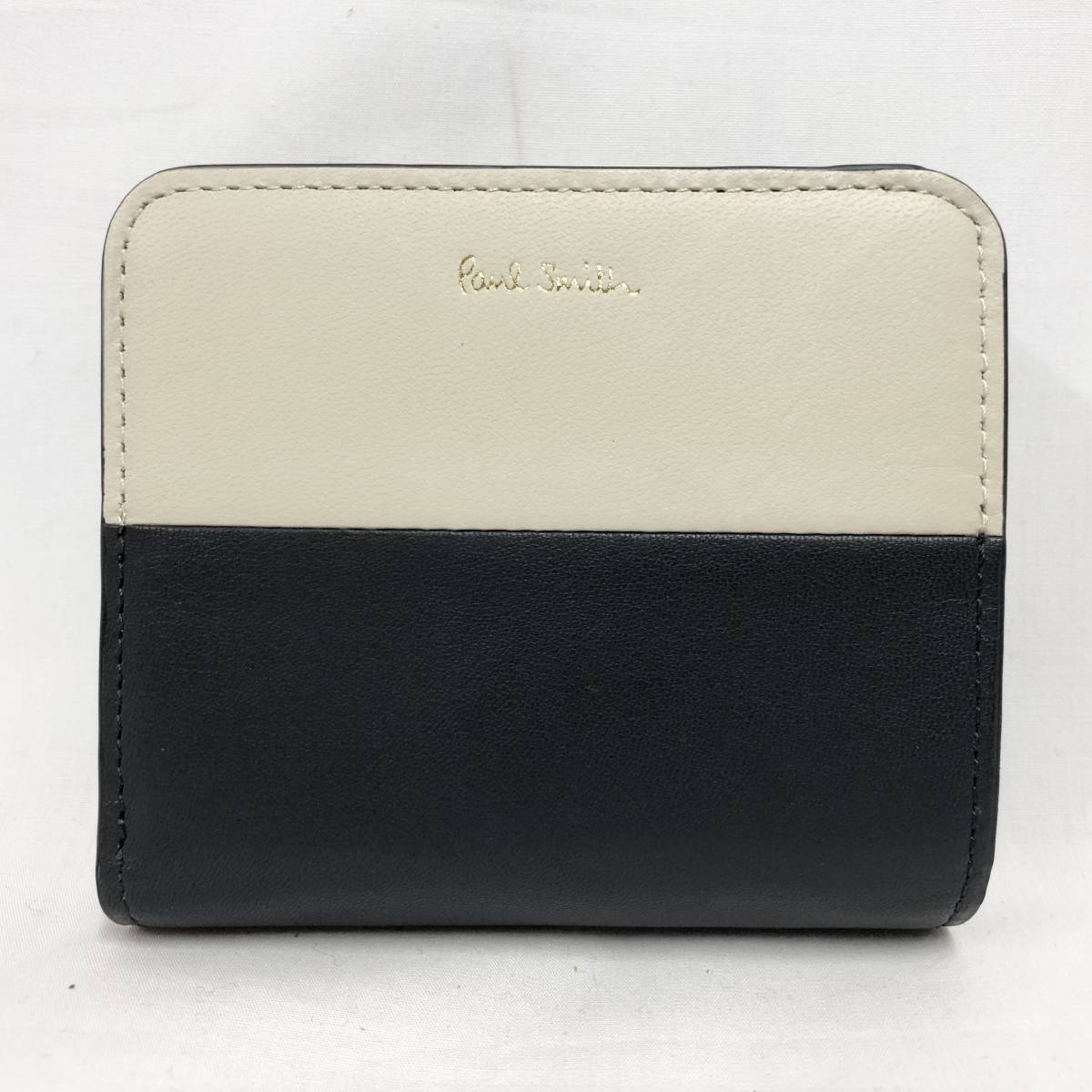 ○★新品未使用　Paul Smith (ポールスミス)　バイカラーブロック　二つ折り財布　ブラック★○