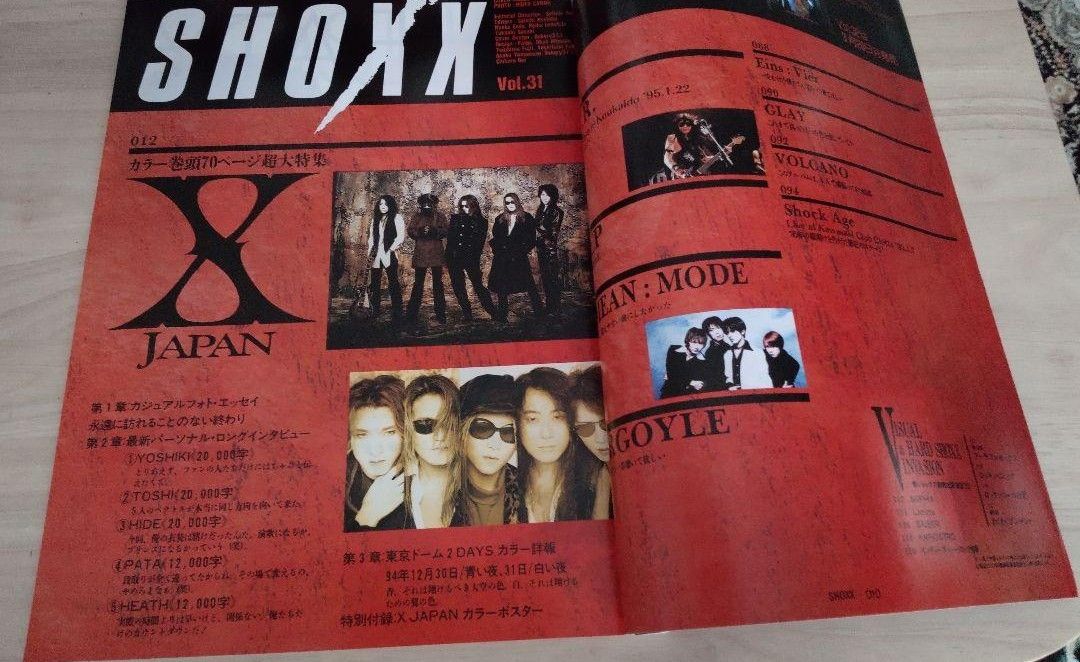 SHOXX ショックス・スペシャル 1995年3月号 臨時増刊 Vol.31 特別付録X JAPANポスター付