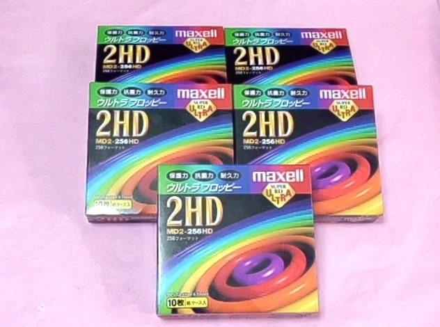 未開封・未使用品 maxell 5インチ FD フロッピーディスク　10枚　MD2-256HD.B10K　5箱セット　送料無料_画像1