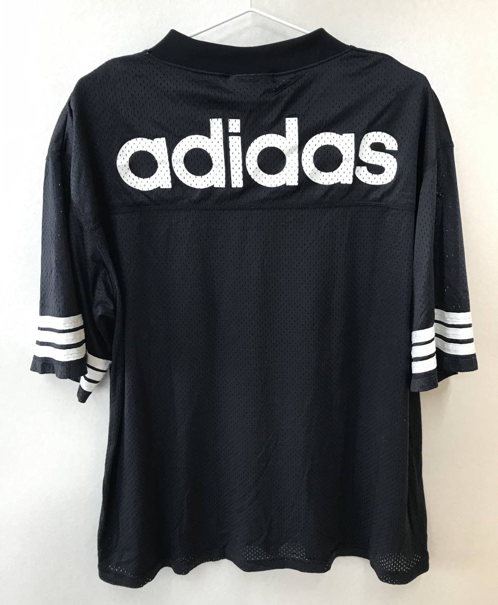 adidas アディダス トップス 半袖スポースTシャツ メッシュユニフォーム メンズ サイズL ブラック×ホワイト 旧ロゴ [WT-1351]_画像2