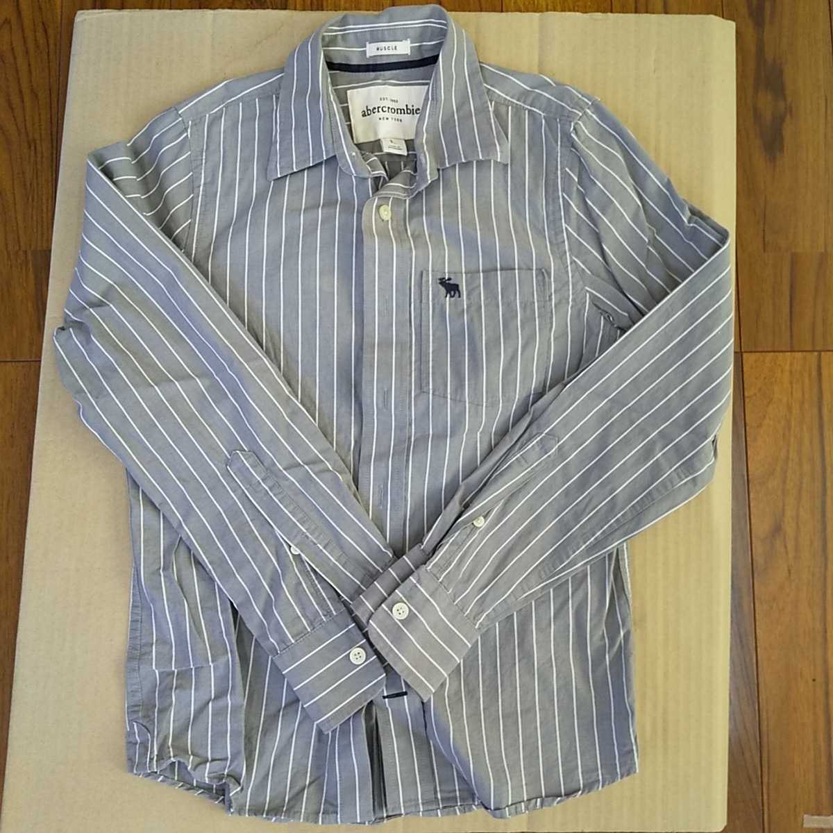 長袖シャツ　灰ストライプ　Ｌ　abercrombie