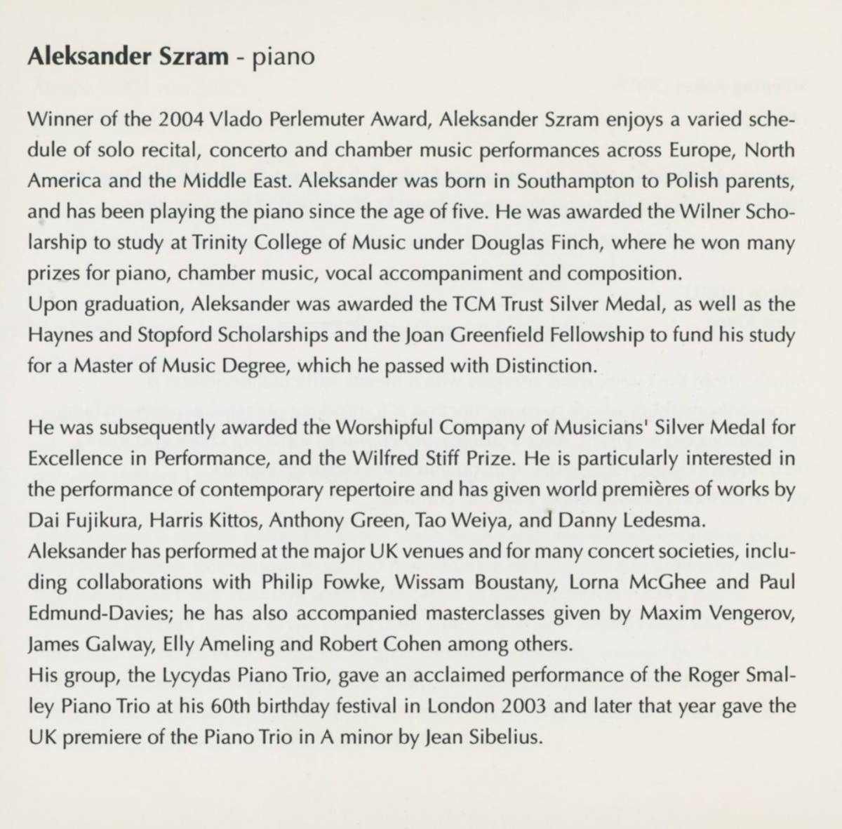 Aleksander Szram - Into the 21th century ; 藤倉大, Basil Athanasiadis, Haris Kittos, Michael Spencer_画像7