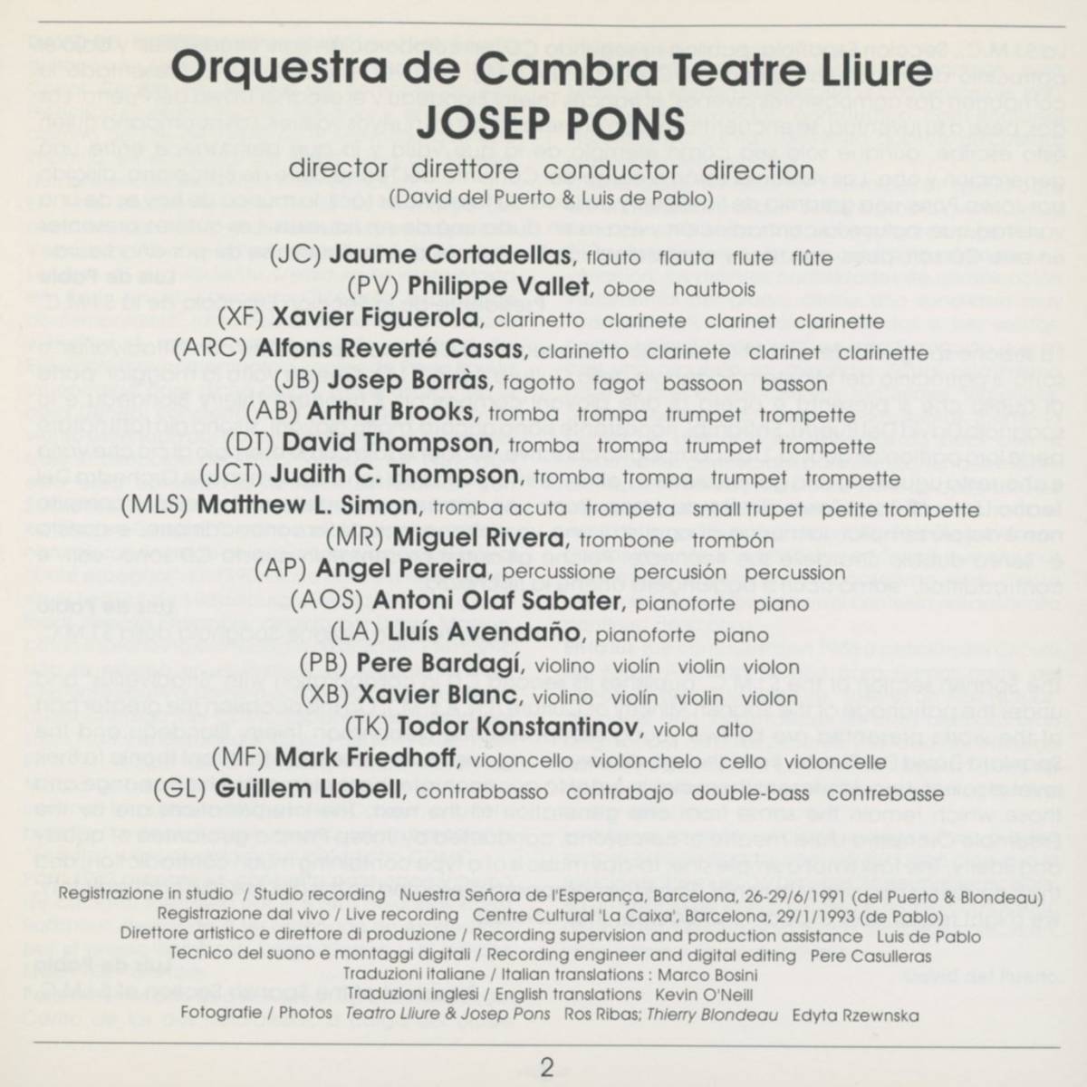 Josep Pons, Orquestra De Cambra Teatre Lliure ; David del Puerto, Thierry Blondeau, Luis de Pablo_画像4