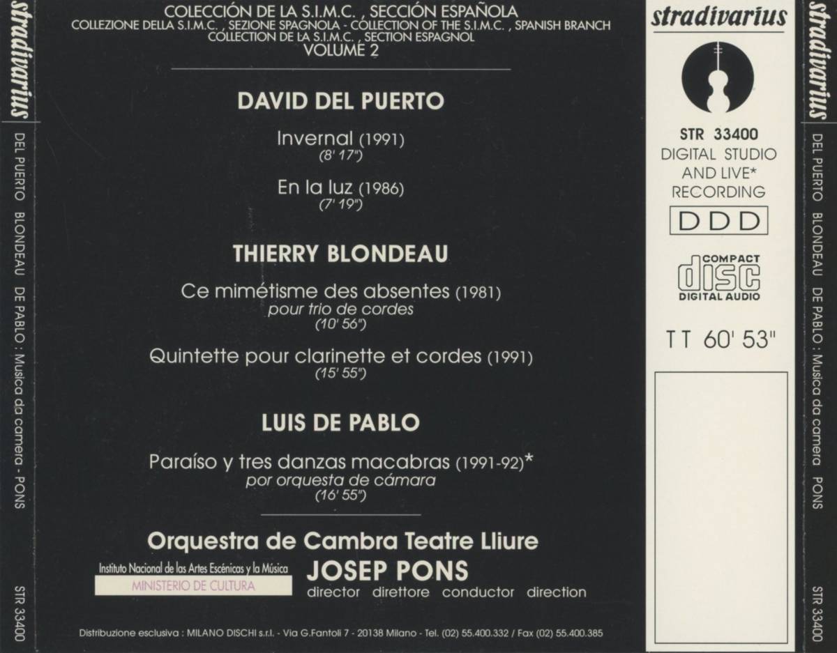 Josep Pons, Orquestra De Cambra Teatre Lliure ; David del Puerto, Thierry Blondeau, Luis de Pablo_画像2