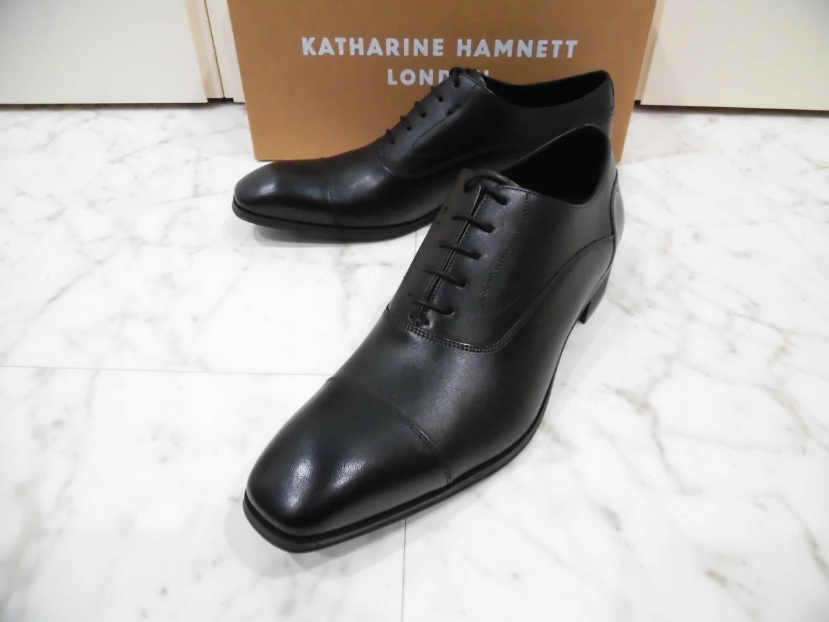 【新品未使用箱付】KATHARINE HAMNETT LONDON キャサリン ハムネット ロンドン ビジネスシューズ 25.5㎝ レザーシューズ 革靴 3988 BLACK